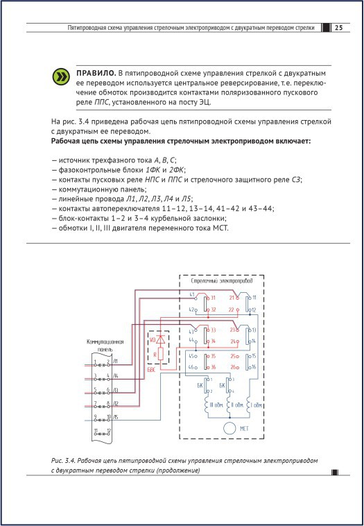 Двухпроводная схема управления стрелкой валиев